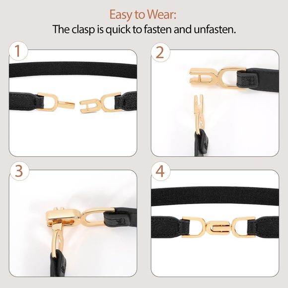 Women Elastic Thin Belts For Dress Skinny Stretch Plus Size Black Brown Waist🌺 - Picture 5 of 6